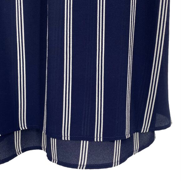 FREEWAY Tassel Tie Strap V Neck Tank Top Nautical Blue White Size Small Coastal - Picture 3 of 7